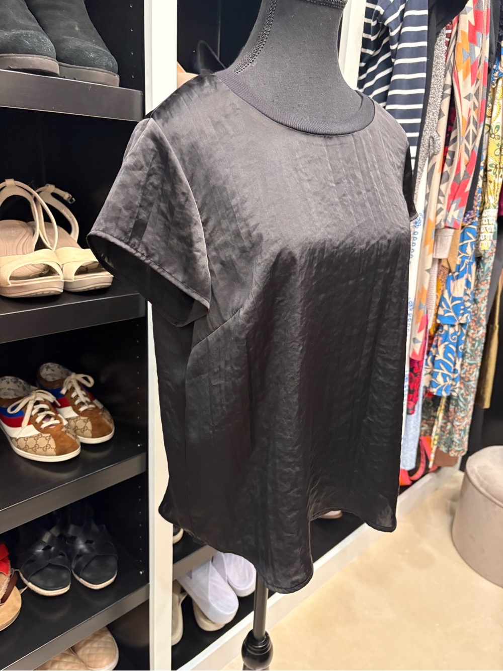 CAbi Black Satin Short Sleeve Tee - Picture 3 of 7